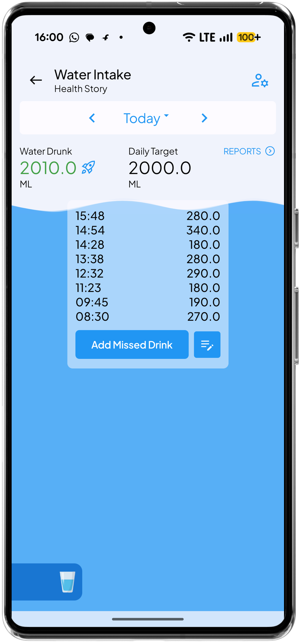 Health Story Water Intake Log