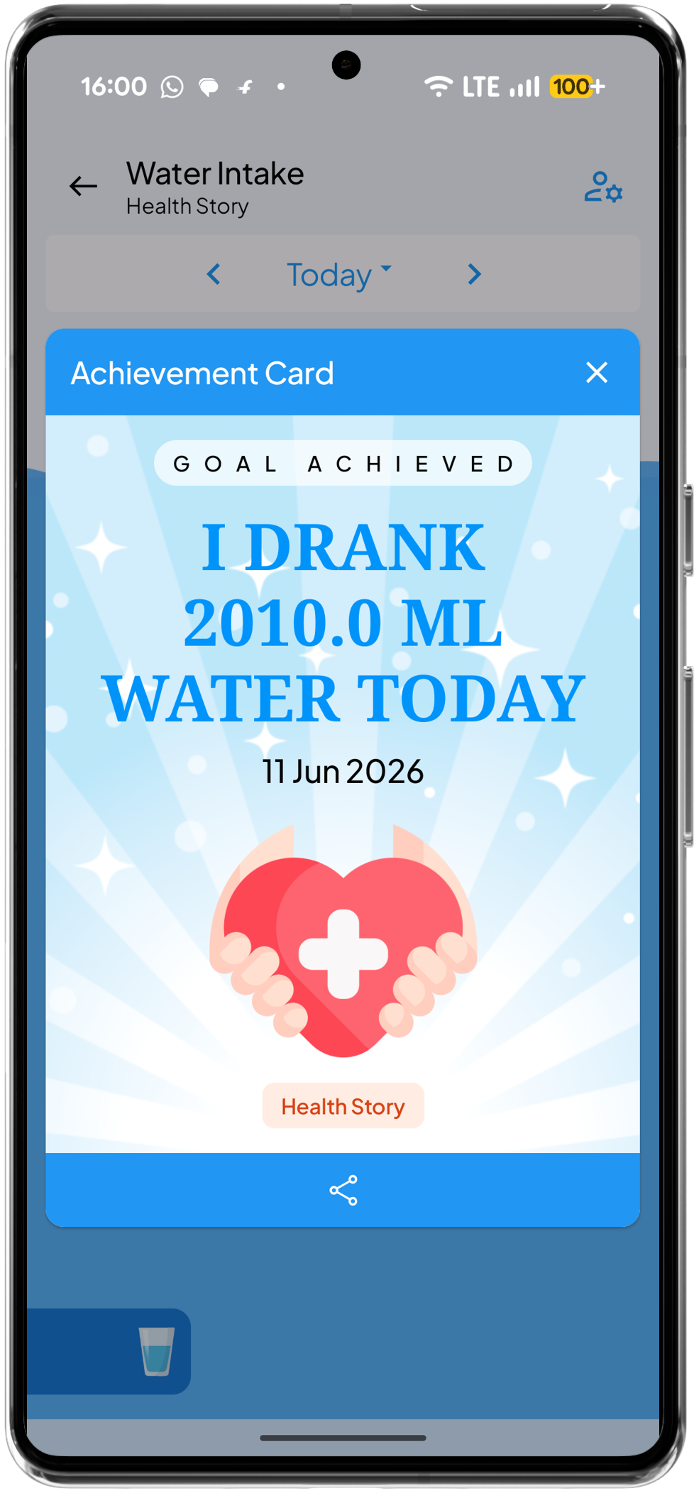Health Story Water Intake Log