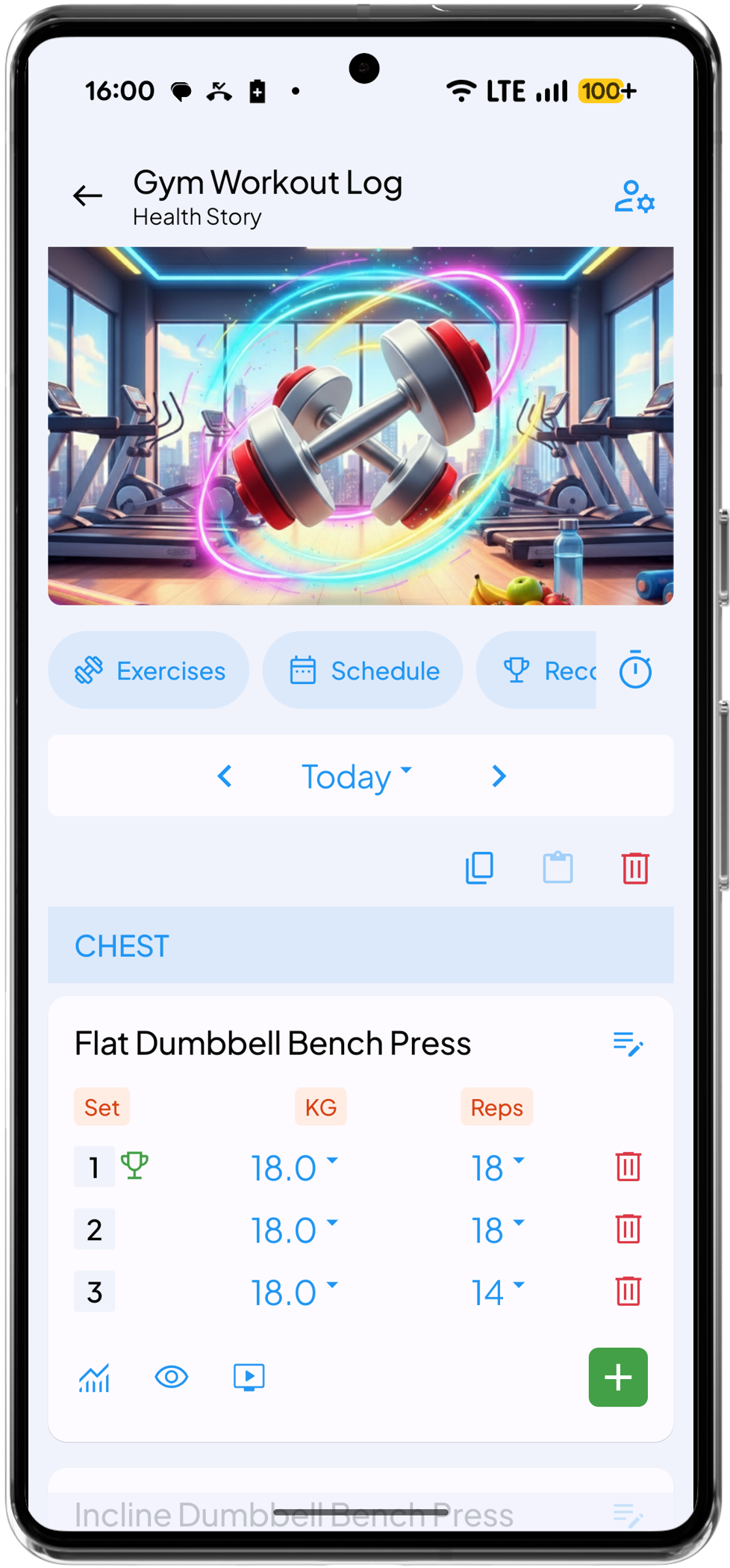 Health Story Gym Workout Log