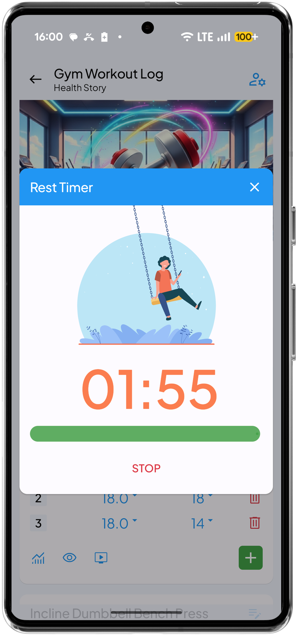 Health Story Gym Workout Log